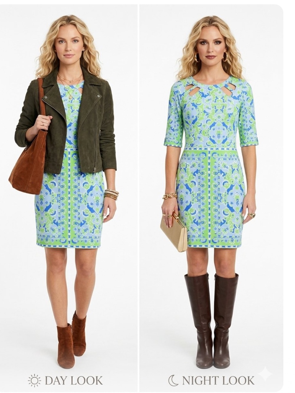 Gretchen Scott Designs Jersey Peek A Boo Dress in vibrant Watteau Lime